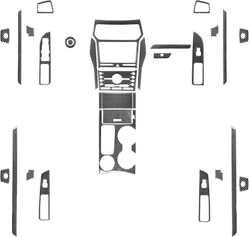 حقيقية من ألياف الكربون Car Care Central Screen Screen Plane AC Outlet Vent Frame ملصق متوافق مع Ford Explorer 2013 2014 2015 2015 2017 2018 Auto Interior Accessories Black in Kuwait