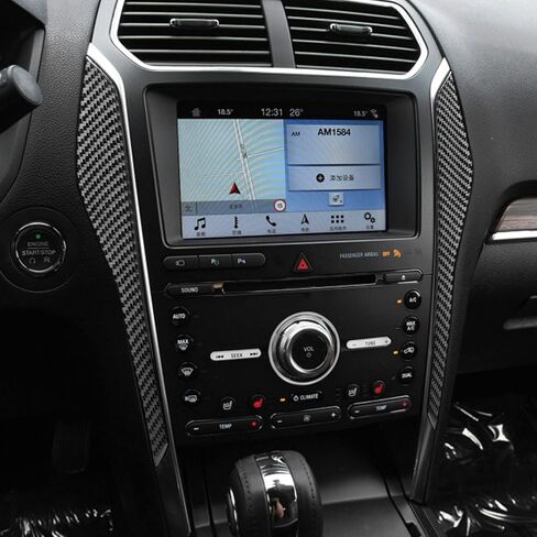 حقيقية من ألياف الكربون Car Care Central Screen Screen Plane AC Outlet Vent Frame ملصق متوافق مع Ford Explorer 2013 2014 2015 2015 2017 2018 Auto Interior Accessories Black in Kuwait