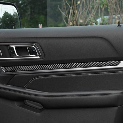 حقيقية من ألياف الكربون Car Care Central Screen Screen Plane AC Outlet Vent Frame ملصق متوافق مع Ford Explorer 2013 2014 2015 2015 2017 2018 Auto Interior Accessories Black in Kuwait