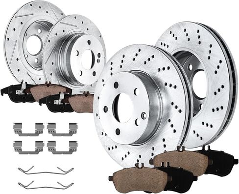 Detroit Axle - Brake Kit for Mercedes-Benz C230 C250 C300 Disc Brake Rotors Ceramic Brakes Pads Front & Rear Replacement - [Models without Sport Package] in Saudi Arabia