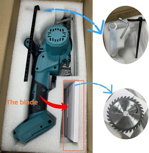 5 Inch Brushless Cordless Circular Saw with 4000mAh Battery,6500 RPM Compact Circular Saw,20mm Arbor with 1 TCT 30T Wood Blade and Scale Ruler in Kuwait