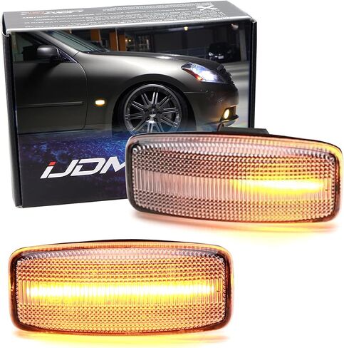 iJDMTOY Black-Out Smoked Lens Amber Sequential Blink LED Fender Side Marker Turn Signal Lights Compatible with Infiniti 2006-2007 M35 M45, Powered by 20-SMD LED w/Dynamic Blinking in Saudi Arabia