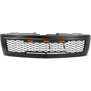 Ikon Motorsports ، Grille متوافق مع 2007-2013 شيفروليه سيلفرادو 1500 ، شواية Mesh Mesh Hood الأمامية مع أسود إشارة العنبر ، 2008 2008 2012 2012 2012 in Kuwait