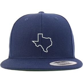 Trendy Apparel Shop Texas State Outline Embroidered Flat Bill Snapback Baseball Cap in Saudi Arabia