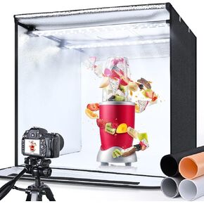 Yesker Photo Light Box, 20x20x20 inch Portable Lighting Tent Kit Brightness Adjustable Studio Photography Booth with 98 Large LED Lights CRI95+ with 4 Background for Large Items Shooting in Kuwait