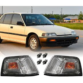 USR DEPO 88-89 Civic 4D Corner Lights - Front Cornering Parking Turn Signal Lamp Set (Left + Right) Compatible with 1988-1989 Honda Civic 4 Doors Sedan (Amber/Clear Lens) in Kuwait