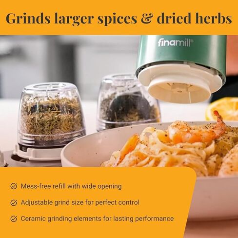 FinaMill Everyday Pod, Single Refillable Spice Pod for Everyday Spices | Ideal for Grinding Everyday & Oily Spices, Adjustable Grind Size, Ceramic Grinder, Works with All FinaMill Spice Grinders in Kuwait
