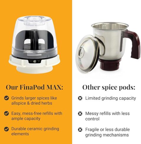 FinaMill Everyday Pod, Single Refillable Spice Pod for Everyday Spices | Ideal for Grinding Everyday & Oily Spices, Adjustable Grind Size, Ceramic Grinder, Works with All FinaMill Spice Grinders in Kuwait