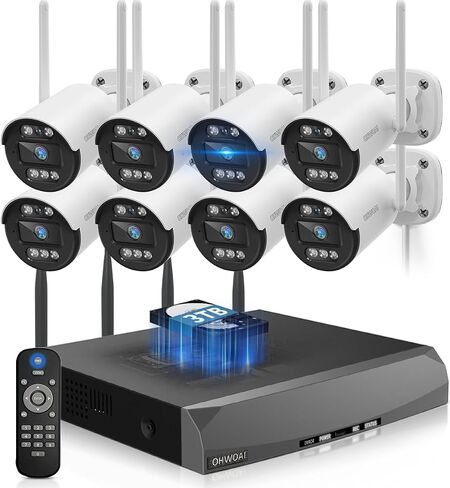 《130°Wide Angle & Two-Way Audio》Wireless Security Camera System Outdoor, WiFi Cameras for Home Security,Video Surveillance Systems in Kuwait