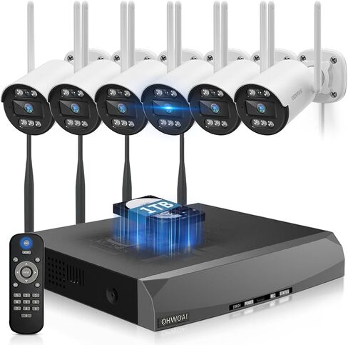《130°Wide Angle & Two-Way Audio》Wireless Security Camera System Outdoor, WiFi Cameras for Home Security,Video Surveillance Systems in Kuwait