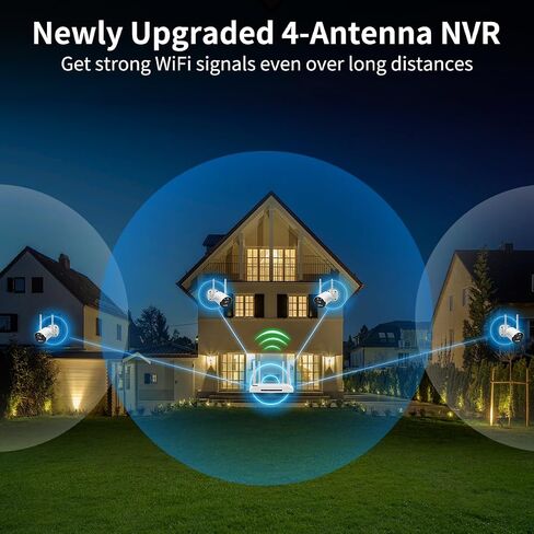 《130°Wide Angle & Two-Way Audio》Wireless Security Camera System Outdoor, WiFi Cameras for Home Security,Video Surveillance Systems in Kuwait
