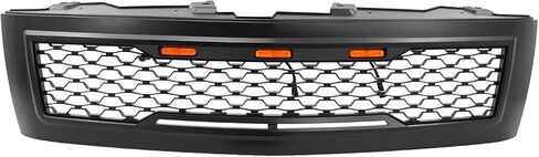 IKON MOTORSPORTS, Grille Compatible With 2007-2013 Chevrolet Silverado 1500, Front Bumper Hood Mesh Grill with Amber Signal Light Matte Black, 2008 2009 2010 2011 2012 in Saudi Arabia