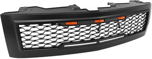 IKON MOTORSPORTS, Grille Compatible With 2007-2013 Chevrolet Silverado 1500, Front Bumper Hood Mesh Grill with Amber Signal Light Matte Black, 2008 2009 2010 2011 2012 in Saudi Arabia