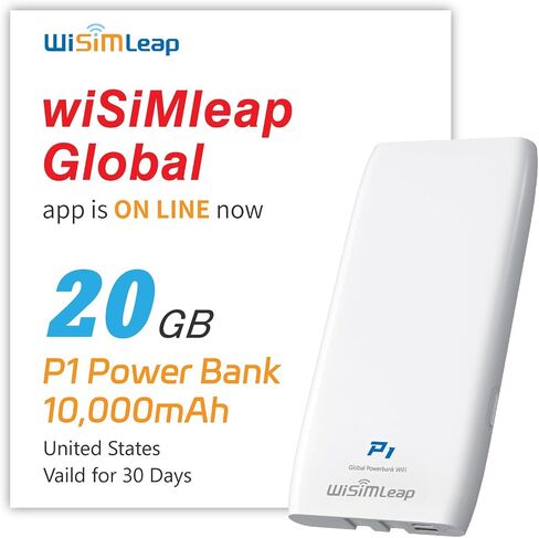 Mobile Hotspot Device with Power Charger for Global Travel 4G Router with 10000mAh Charging Battery No Roaming fee Built-in SIM Card Travel Portable Wifi Hotspot Power Bank Mobile WiFi 20GB for USA in Saudi Arabia