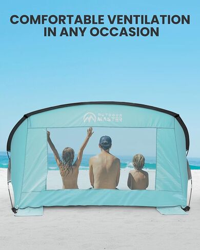 خيمة شاطئية Outdoormaster ل 3-4 شخص - سهلة الإعداد والظلال الشاطئية الظل مظلة Sun Shelter مع UPF أكثر in Saudi Arabia