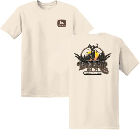 John Deere Mens Deer Buck Sunset Tshirt in Latte/Beige in Saudi Arabia