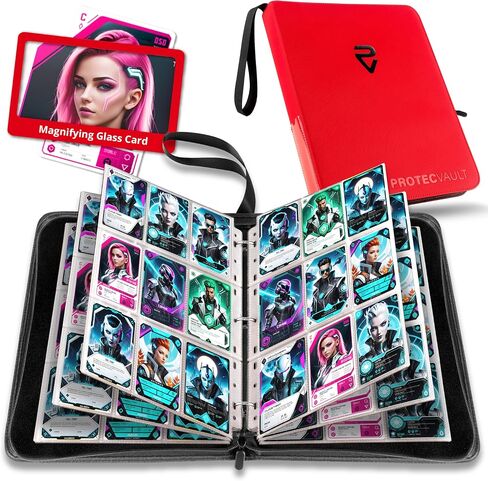 Pokemon Card Card Binder-Precium Black Pu Leather ، 900 منظم البطاقات ، موثق بطاقات البوكيمون الكبير للبطولات ، صفحات 9 جيب على الوجهين ، إغلاق سحاب ، محمول مع مقبض in Saudi Arabia
