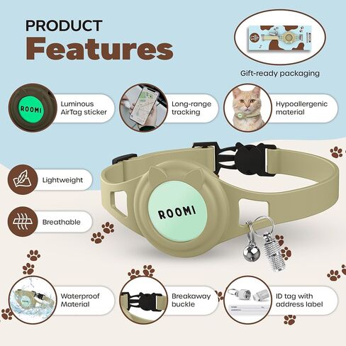 طوق القط Airtag Hypoallergenic Airtag مع قفل الانفصال ، Bell & Id. متوافق مع Airtag. مقاوم للماء وخفيفة الوزن طوق طوق الجوية. متينة ومقاومة للدموع طوق الجعة. in Saudi Arabia