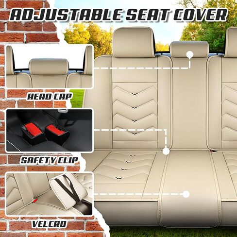 Car Seat Covers for Chevy Spark 2013-2022, Premium Nappa Leather Car Seat Cover, Stylish Sport Seat Covers， Automobile Seat Cover Sets.(Luxury 5 Seats/Beige) in Saudi Arabia