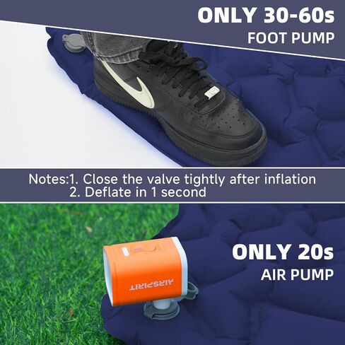 Inflatable Sleeping Pad with Pillow for Camping-Built in Foot Pump Fast Inflation-Ultralight Upgraded Durable Compact Sleeping Mat Moisture Proof Air Mattress for Backpacking,Hiking,Travel,Tent in Kuwait