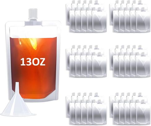12PCS 8OZ Plastic Flasks, Clear and Reusable Drinking Bags with Funnel for Beverage,Leak-Proof Food Grade Drink Pouches for Travel Outdoor Sports Concert Cruise Events in Saudi Arabia