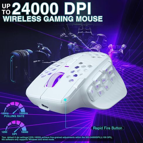 SM809 Pro Wireless MMO Gaming Mouse with 9 Side Buttons,24000 DPI,Triple Connectivity (2.4G/BT/Wired) RGB MMO Mouse for Gamer,16 Programmable Macros,Up to 350H Battery Life,Black in Kuwait