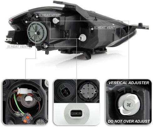Acanii - لـ [نموذج الهالوجين] 2013-2016 Dodge Dart Black Housing LED Tube Projector المصابيح الأمامية الزوجان الأيسر+اليمين in Saudi Arabia