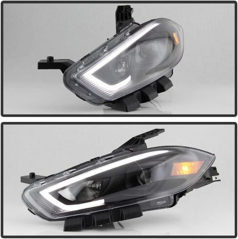 Acanii - لـ [نموذج الهالوجين] 2013-2016 Dodge Dart Black Housing LED Tube Projector المصابيح الأمامية الزوجان الأيسر+اليمين in Saudi Arabia