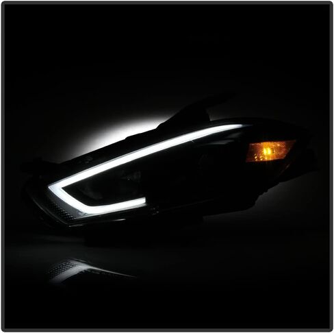 Acanii - لـ [نموذج الهالوجين] 2013-2016 Dodge Dart Black Housing LED Tube Projector المصابيح الأمامية الزوجان الأيسر+اليمين in Saudi Arabia
