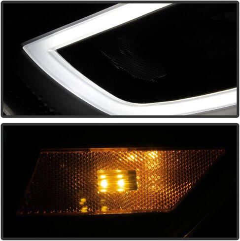 Acanii - لـ [نموذج الهالوجين] 2013-2016 Dodge Dart Black Housing LED Tube Projector المصابيح الأمامية الزوجان الأيسر+اليمين in Saudi Arabia