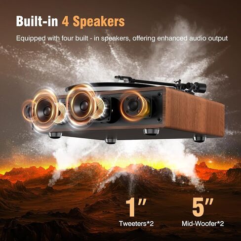 1 by ONE All-in-One Vinyl Record Player, HiFi Turntable Built-in Speakers, Phono Preamp, AT-3600L Cartridge,Belt Drive 2-Speed, Black Classic Edition in Saudi Arabia