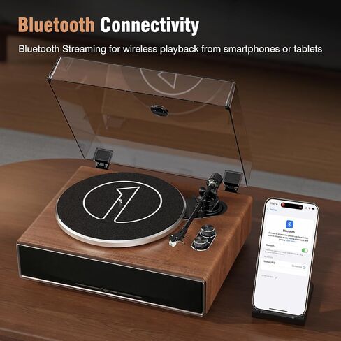 1 by ONE All-in-One Vinyl Record Player, HiFi Turntable Built-in Speakers, Phono Preamp, AT-3600L Cartridge,Belt Drive 2-Speed, Black Classic Edition in Saudi Arabia