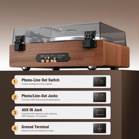 1 by ONE All-in-One Vinyl Record Player, HiFi Turntable Built-in Speakers, Phono Preamp, AT-3600L Cartridge,Belt Drive 2-Speed, Black Classic Edition in Saudi Arabia