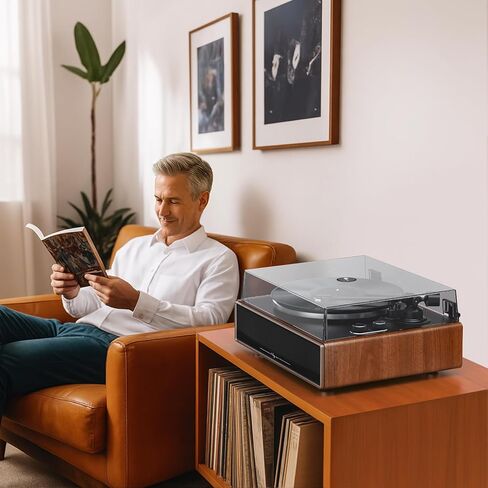 1 by ONE All-in-One Vinyl Record Player, HiFi Turntable Built-in Speakers, Phono Preamp, AT-3600L Cartridge,Belt Drive 2-Speed, Black Classic Edition in Saudi Arabia