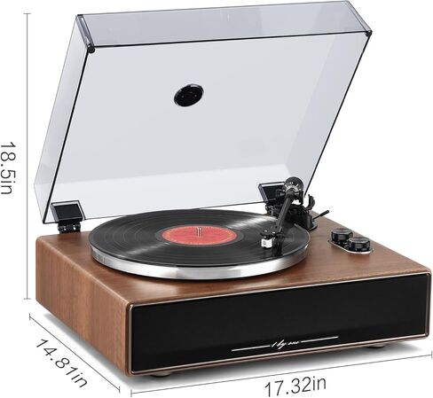 1 by ONE All-in-One Vinyl Record Player, HiFi Turntable Built-in Speakers, Phono Preamp, AT-3600L Cartridge,Belt Drive 2-Speed, Black Classic Edition in Saudi Arabia