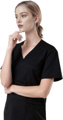 Women's V-Neck Scrub Top, Lightweight and Wrinkle-resistant, With 3 Pockets, Soft, Breathable, and Durable. in Saudi Arabia