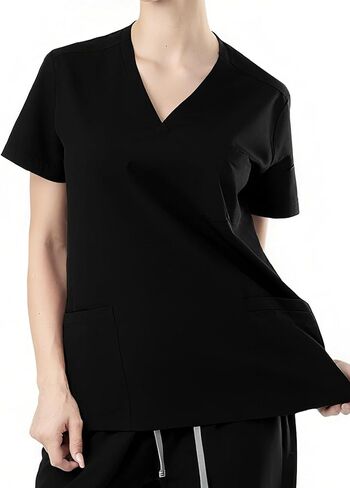Women's V-Neck Scrub Top, Lightweight and Wrinkle-resistant, With 3 Pockets, Soft, Breathable, and Durable. in Saudi Arabia