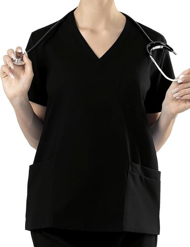 Women's V-Neck Scrub Top, Lightweight and Wrinkle-resistant, With 3 Pockets, Soft, Breathable, and Durable. in Saudi Arabia