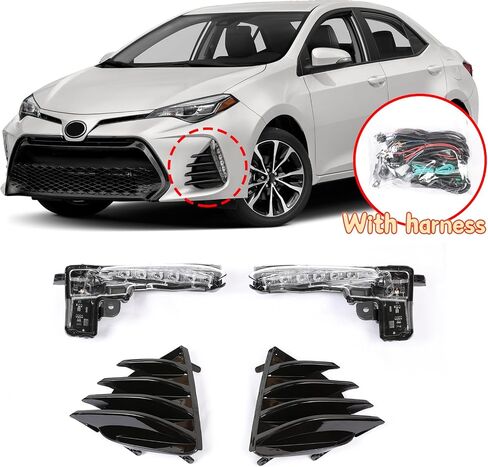 PENSUN Front Bumper Upper and Lower Grilles Fit for Toyota Corolla SE XSE 2017 2018 2019, Black Front Bumper Grill Assembly in Kuwait