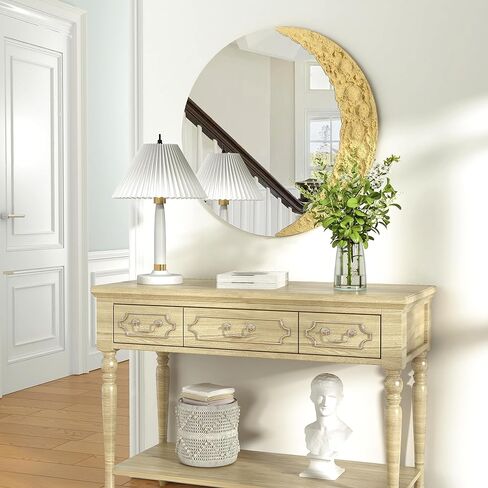 NAIADLYFrameless Round Decorative Bathroom Mirror Vanity Mirror, for Wall Decoration, for Bathroom Living Room Bedroom Hallway Entrance Hall Modern Elegant Shape (11.8X11.8inch/grey3) in Saudi Arabia
