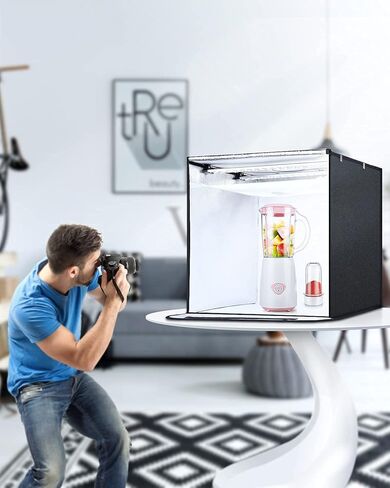 Yesker Photo Light Box, 20x20x20 inch Portable Lighting Tent Kit Brightness Adjustable Studio Photography Booth with 98 Large LED Lights CRI95+ with 4 Background for Large Items Shooting in Kuwait