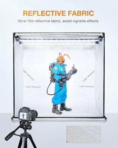 Yesker Photo Light Box, 20x20x20 inch Portable Lighting Tent Kit Brightness Adjustable Studio Photography Booth with 98 Large LED Lights CRI95+ with 4 Background for Large Items Shooting in Kuwait