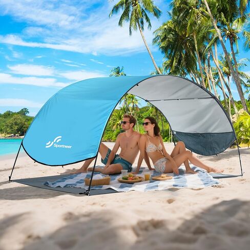 Sportneer Beach Tent Sun Shelter Beach Shade Canopy UPF 50+ UV Protection with 8 Wind Ropes and 12 Ground Stakes for Beach Camping Backyard Picnic Outdoor in Saudi Arabia