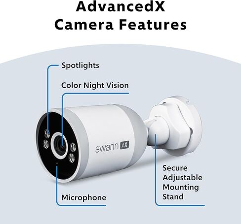 نظام كاميرات أمان SWANN ADVANCEDX ™ NVR 4K ، 8 قنوات ، 4 كاميرات في الهواء الطلق ، تخزين HDD 1 تيرابايت ، الرؤية الليلية الملونة ، تحليلات/تنبيهات الفيديو الذكية الذكية ، الكشف عن الحركة المتقدمة ، 24/7 in Kuwait