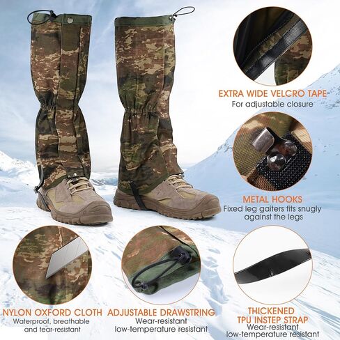 likloks Adjustable Leg Gaiters for Men & Women - Lightweight & Waterproof Gaiter for Hiking, Snow, Trail, Trekking, Hunting, Climbing in Saudi Arabia