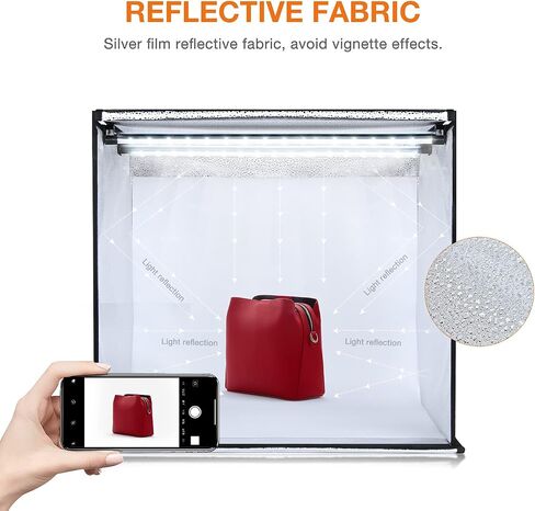 Yesker Photo Light Box, 24x24x24 inch Portable Lighting Tent Kit Brightness Adjustable Studio Photography Booth with 126 Large LED Lights CRI95+ with 4 Background for Large Items Shooting in Saudi Arabia