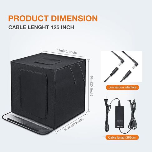Yesker Photo Light Box, 24x24x24 inch Portable Lighting Tent Kit Brightness Adjustable Studio Photography Booth with 126 Large LED Lights CRI95+ with 4 Background for Large Items Shooting in Saudi Arabia