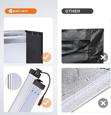 Yesker Photo Light Box, 24x24x24 inch Portable Lighting Tent Kit Brightness Adjustable Studio Photography Booth with 126 Large LED Lights CRI95+ with 4 Background for Large Items Shooting in Saudi Arabia