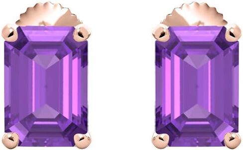 (10X12MM) Emerald Cut Created Gemstones Solitaire Stud Earrings 14K Rose Gold Over Sterling Silver For Women's in Saudi Arabia