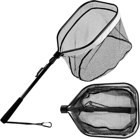 Floating Fishing Net for Steelhead, Salmon, Fly, Kayak, Bass,Trout Fishing, Catfish, Rubber Fish Net for Easy Catch & Release,Fishing Gear with Telescoping Handle Easy Transportation & Storage in Saudi Arabia